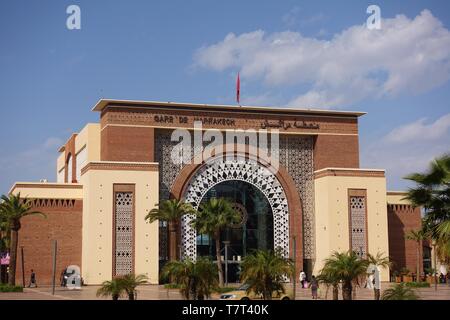 MARRAKESH, MOROCCO –29 MAR 2019- View of the Gare de Marrakech, the landmark train station in Marrakesh, Morocco. Stock Photo