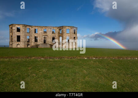 Downhill Castle at Mussenden Temple in Castlerock, County Londonderry Northern Ireland. Stock Photo