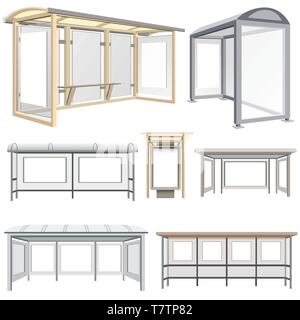 Collection of bus stations. Advertisement templates. Vector Stock Vector