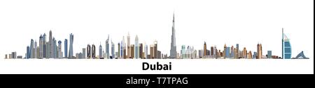 Vector illustration of Dubai city skyline Stock Vector