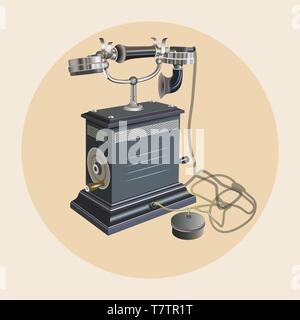 retro vector isolated illustration of old style telephone Stock Vector