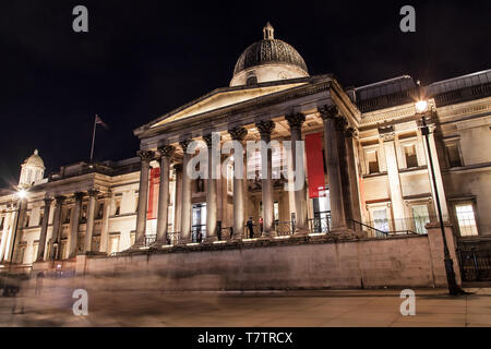 National Gallery at night, London, United Kingdom. Stock Photo