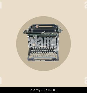 vector illustration of old style isolated typewriter Stock Vector