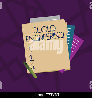 Handwriting text Cloud Engineering. Conceptual photo application of engineering disciplines to cloud computing Colorful Lined Paper Stationery Partly  Stock Photo