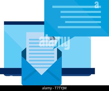 laptop email message cybersecurity data protection vector illustration ...