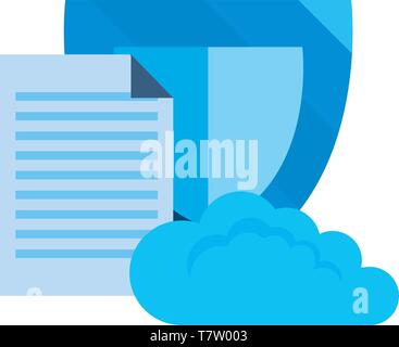 cloud computing shield virus cybersecurity data protection vector ...