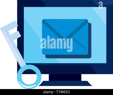 computer message key cybersecurity data protection vector illustration ...