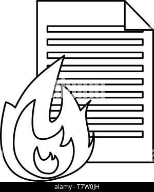 document fire cybersecurity data protection vector illustration Stock ...