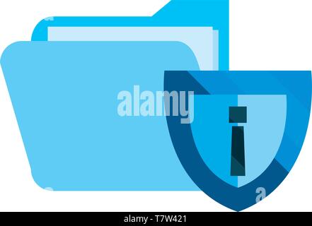 shield folder file cybersecurity data protection vector illustration ...