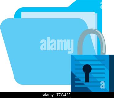folder file padlock cybersecurity data protection vector illustration ...