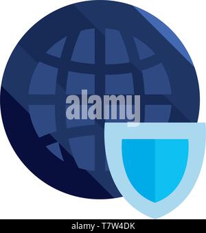 world virus shield cybersecurity data protection vector illustration ...