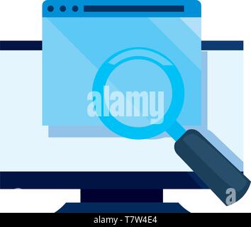 computer website analyzing cybersecurity data protection vector illustration Stock Vector
