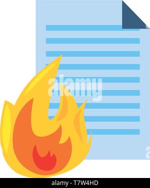 document fire cybersecurity data protection vector illustration outline ...