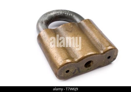 Closed padlock on white background. Stock Photo