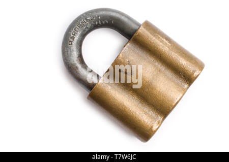 Closed padlock on white background. Stock Photo