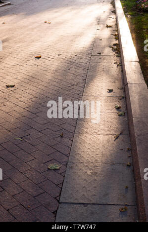 sidewalk with border in the park at autumn. background, urban. Stock Photo