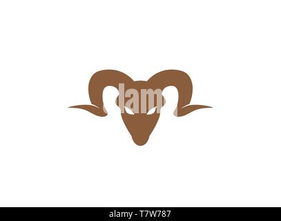Sheep bighorn head silhouette Stock Vector