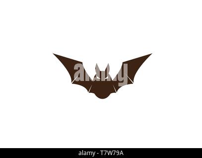 Black bat with an angry face and open wings logo Stock Vector