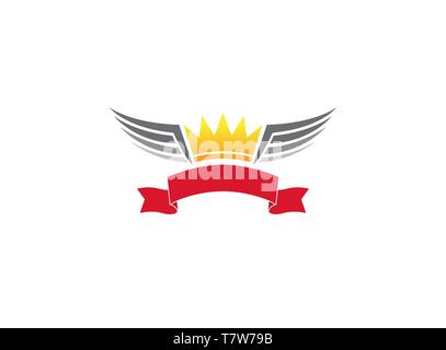 Banner with crown and wings for logo vector design Stock Vector