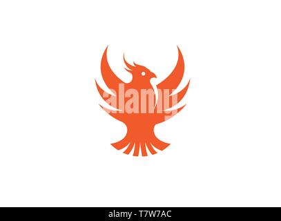 phoenix red bird open wings flying for logo design Stock Vector