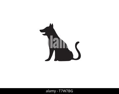 dog silhouette sitting with tail up logo vector design illustration Stock Vector