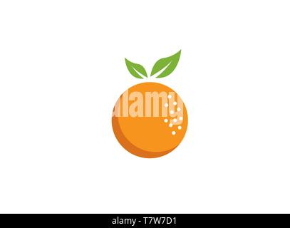 orange with leaves a fruit and Pulp logo design illustration Stock Vector