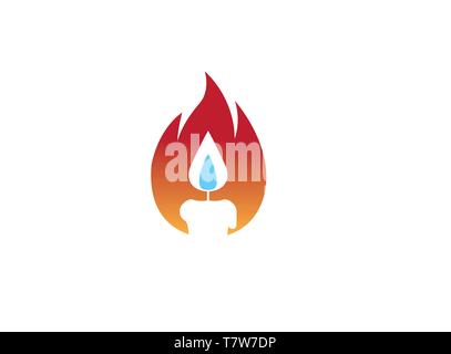 Candle in a flame of fire for logo design illustration Stock Vector