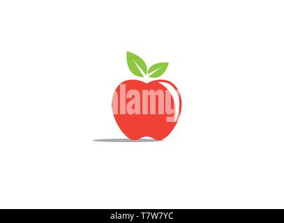 Apple with green leaf for logo design illustration Stock Vector