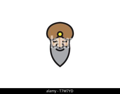Indian man with a large beard and wearing a mantle for logo design illustration Stock Vector