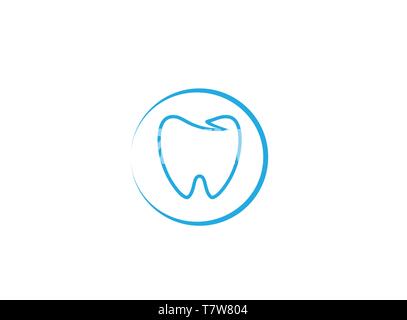 Blue teeth care in a circle for dentist clinic for logo design illustration Stock Vector