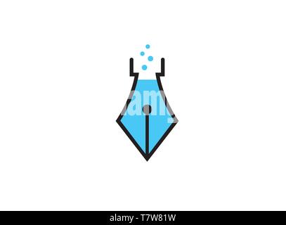 Pen head with ink bubbles inside it for logo design illustration Stock Vector