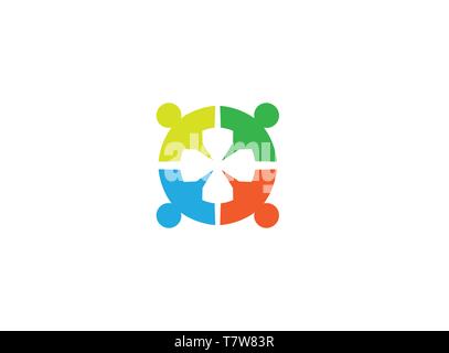 Social Network union Team and Partners Friends for logo design illustration Stock Vector