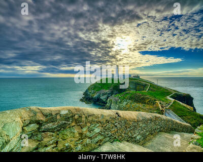 Holyhead, UK - May 2, 2019:  South Stack Lighthouse on the western most tip of Anglesey. Stock Photo