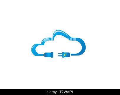 Electric power male and female in the cloud for logo design Stock Vector
