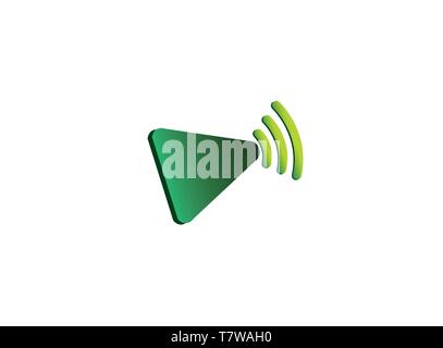 Play icon with wifi Frequencies for logo design Stock Vector