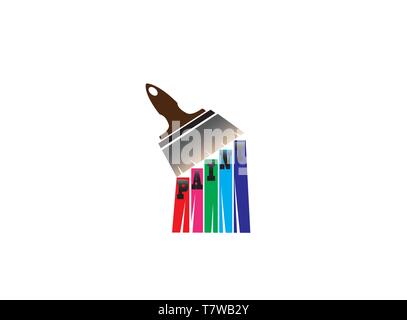 Brush painting with multicolors for logo design Stock Vector