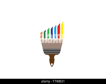 Brush painting with multicolors for logo design Stock Vector