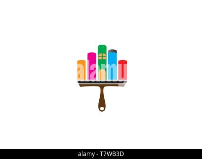 Brush painting home or house with multicolors for logo design Stock Vector