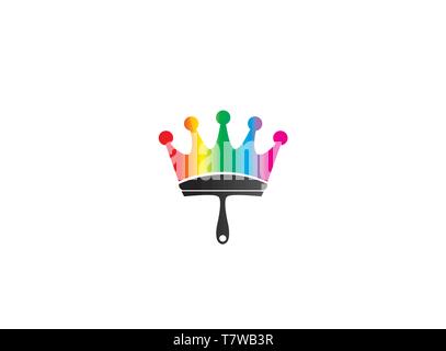 Brush painting as a crown symbol with multicolors for logo design Stock Vector