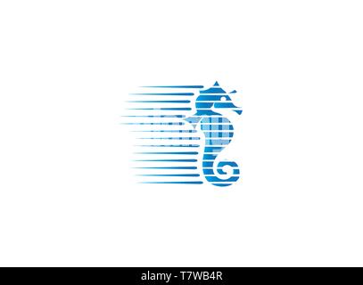 seahorse a small marine fish with segmented bony armor for logo design Stock Vector