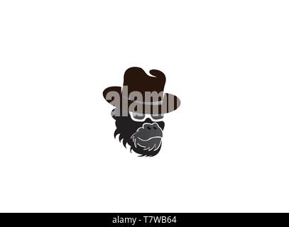 Gorilla head wearing a hat and glasses for logo design Stock Vector
