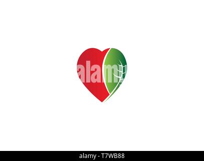 Combination of heart and leaf for logo design Stock Vector
