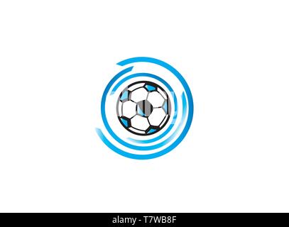 Football icon blue for logo design, isolated on white background effects illustration Stock Vector