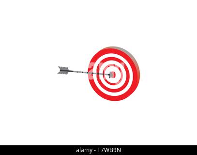 Archery arrow in the aim target of a dartboard for logo design illustration Stock Vector