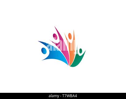 Social Network union Team and Partners Friends for for logo design illustration Stock Vector