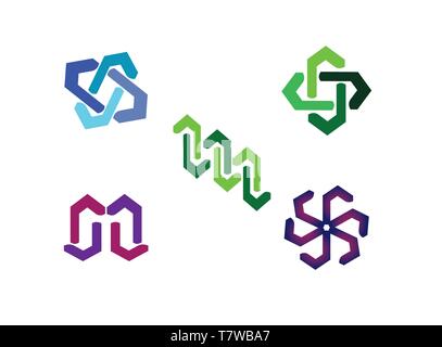 Abstract linear logo template, Lines art effects for design illustrator Stock Vector