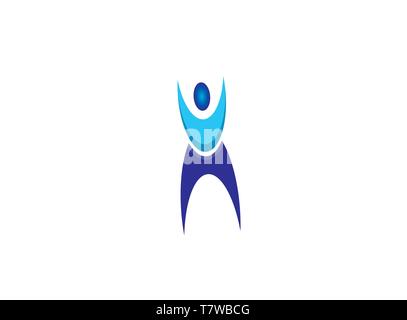 Athlete person put hands up in the air for logo design illustrator, sport icon Stock Vector