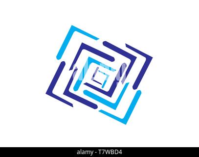 Labyrinth a squares icon and multilines for logo design illustrator, layers symbol Stock Vector