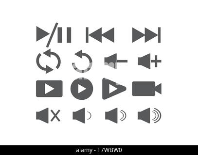 Set of video icons for logo design illustrator, play and pause and repet symbol Stock Vector