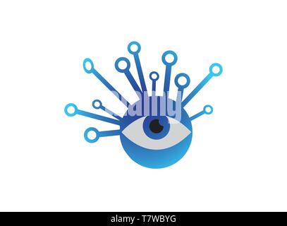 Technology eye icon for logo design illustrator, high tech symbol, sight icon Stock Vector